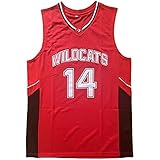 Youth Troy Bolton Jersey,Kids Wildcats #14 High School Basketball Shirt (Medium, 14 Bolton Red)
