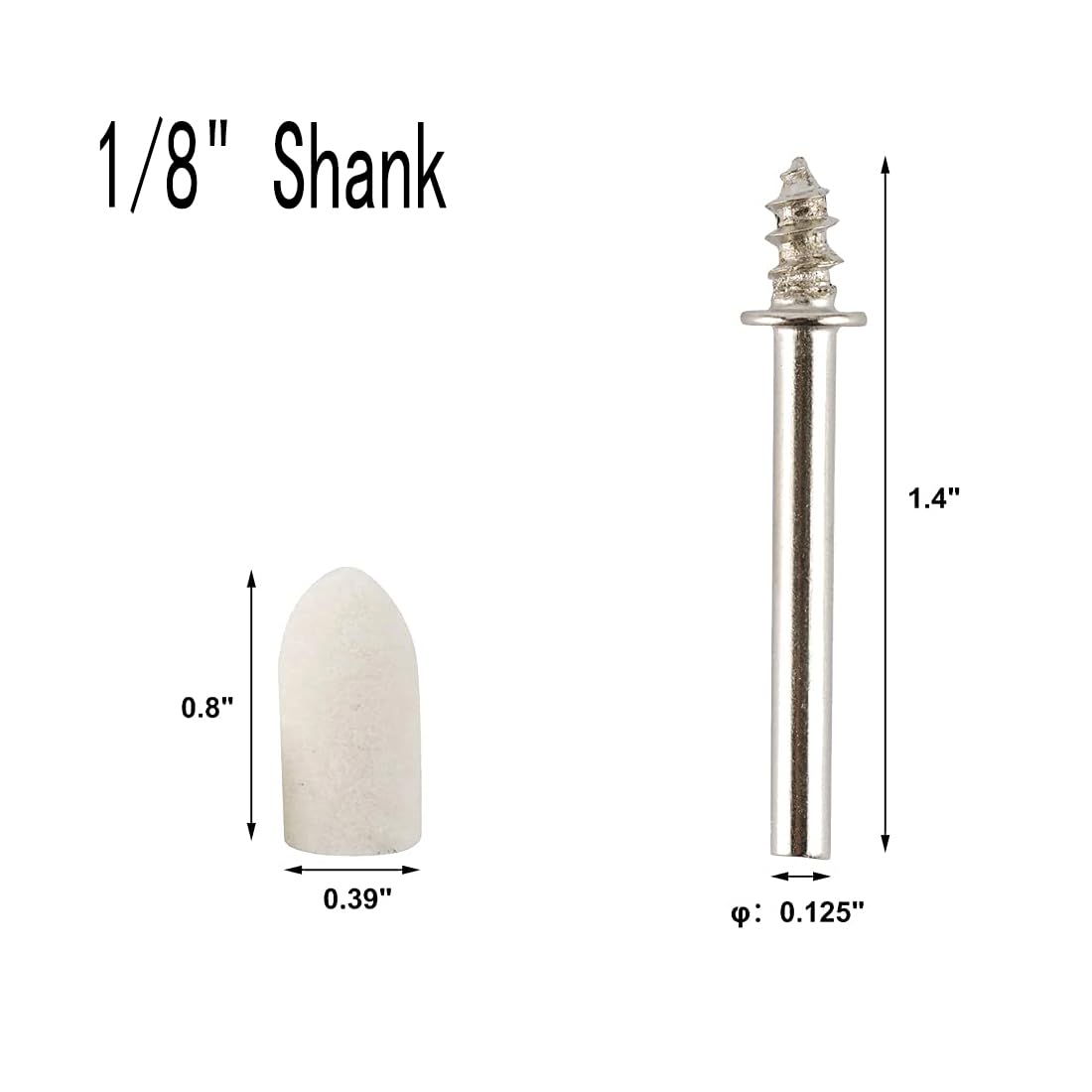 Luo ke 20 Pcs Wool Polishing bits - 2 Screw Mandrel 1/8'' Shank Felt Polishing Tips fits Dremel Rotary Tools (Size: 10mm)