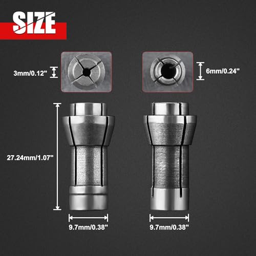 GOLD DEER 4PCS Die Grinder Collet Grinding Machine Clamping Collet Adapter 2 Pieces 3mm and 2 Pieces 6mm Adapter Chuck Collet High Quality Alloys Engraving Chuck 1/8"/1/4" Replacement Parts - Image 3