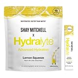 Shay Mitchell HydraLyte Low Sugar Rapid Rehydration - Lightly Sparkling Electrolyte Powder Packets, Lemon Squeeze | Travel Essential - Workout Essential - Recovery Powder (18 Count)