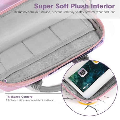 Image of Dadanism 9-11 inch Tablet Sleeve Shoulder Bag Carrying Case with Handle for iPad 9 /8 /7th 10.2, iPad Pro 11 M4 M2, iPad Air 11 inch, iPad Air 5 /4 10.9, iPad 10th Gen 10.9, Galaxy Tab A9+ /S9 FE, Blue-Pink