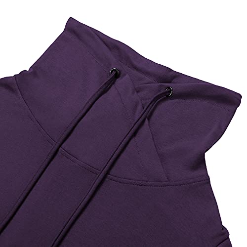 Bulotus Fall Sweaters for Women 2025 Cowl Neck Asymmetrical Long Tunics for Leggings Vacation Travel Tops with Pockets