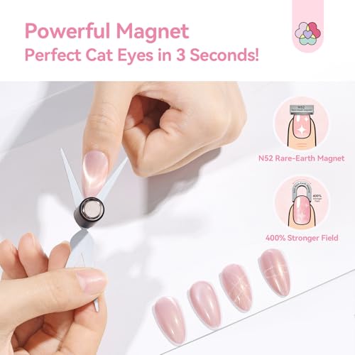 Image of SAVILAND Cat Eye Magnet For Nails: 7 PCS Nail Magnet Guides for CatEye Magnet Gel Nail Polish Scissor-Shaped French Cat-Eye Effect Heart Magnet for Cat Eye Gel Polish Beginners Home Gift