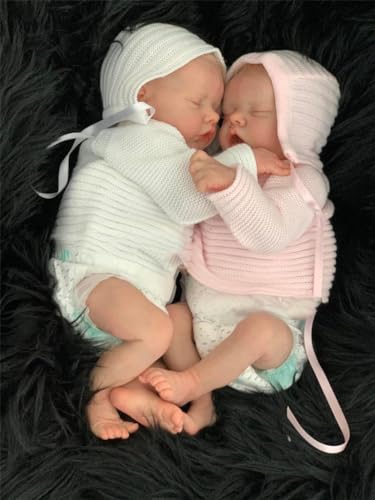 Zero pam Reborn Baby Zwillinge 45CM Reborn Puppen Lebensecht Babypuppen Wie Echtes Baby Echte Baby Puppen Mit Haaren Puppe Wie Echtes Baby – Bild 3