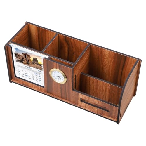 Image of Deskart Premium Pen Holder Stand with Clock, Two Years Calendar, Business Visiting Card & Mobile Holder | Multipurpose Desk Organizer with for Office Desk and Gifting