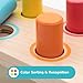 Bimi Boo Wooden Pounding Bench for Toddlers 1-3 - Montessori Hammer Toy with 8 Pegs and Mallet - Pound a Peg Bench for Kids - Color Recognition Toy (Hammer, 8 Pegs, 4 Colors)