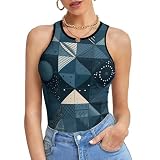 Blue Geometric Print Tank Top