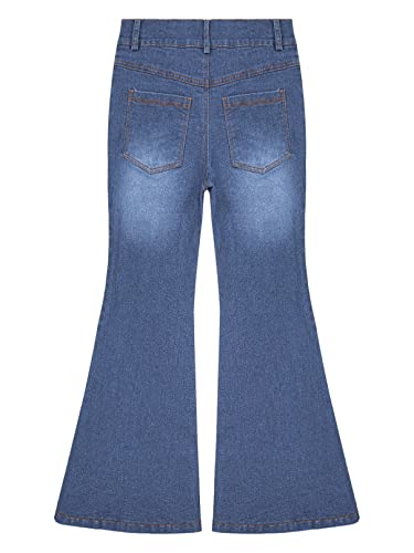 Linjinx Kids Girls Bell-Bottom Slit Hem Jeans Flare Casual Denim Pants Trousers4