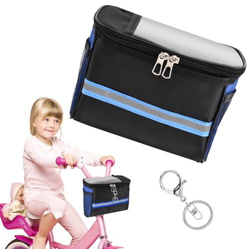 Handlebar Bag For Boys Girls With Zipper, Bike Decoration For Most Children's Bikes Like Tricycle, Balance Bik-e(color:blue)