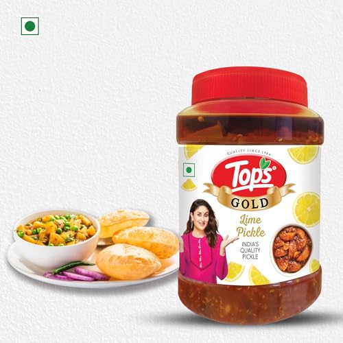Image of TOPS Gold Pickle Lime -900 gm | Perfect blend of tangy limes and healthy mustard oil