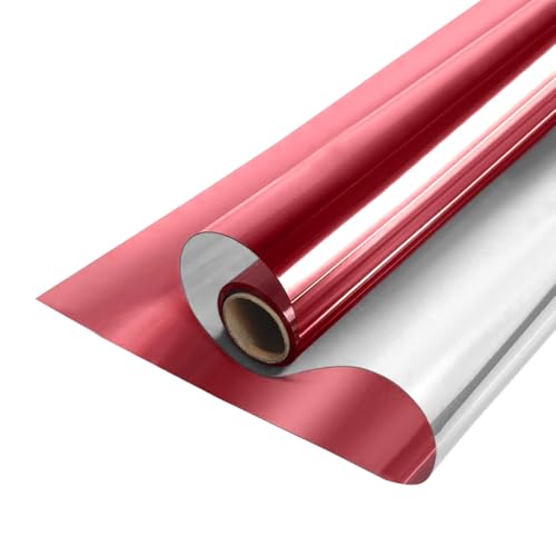 MOCNT Pellicola Oscurante per Vetri Pellicola Specchio Unidirezionale Pellicola Privacy Adesivo per Protezione Solare Pellicola Riflettente Finestre Rosso 40cmX200cm