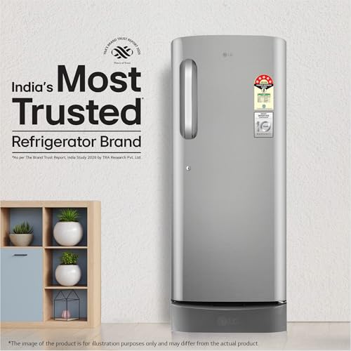 Image of LG 224 L, 5 Star, Smart Inverter, Direct Cool Single Door Refrigerator (GLD2356ZAPZ, Shiny Steel, Base stand with Drawer)