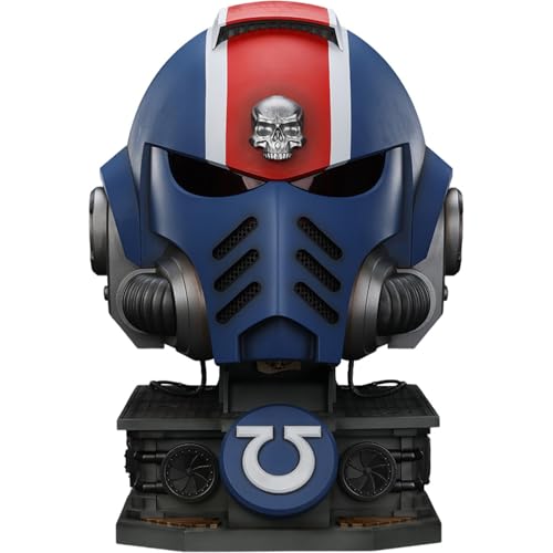 JOYTOY Warhammer 40k Space Marine 2 Ultramarines Lieutenant Titus' MKX Helmet & Display Stand 1/1 Collect And Display Model