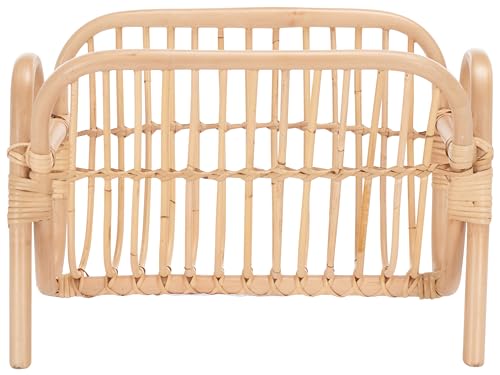 SAFAVIEH Home Collection – Selby Natural Rattan Magazine Rack, Woven Magazine Organizer for Living Room or Reading Nook, Fully Assembled (STG6505A)