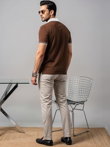Image of Mens Premium Cotton Polo T-Shirt | 220 GSM Soft Fabric | Casual Stylish Look | Zipper Polo Design Snow White Polo T Shirt | Polo Tshirt for All-Day Wear