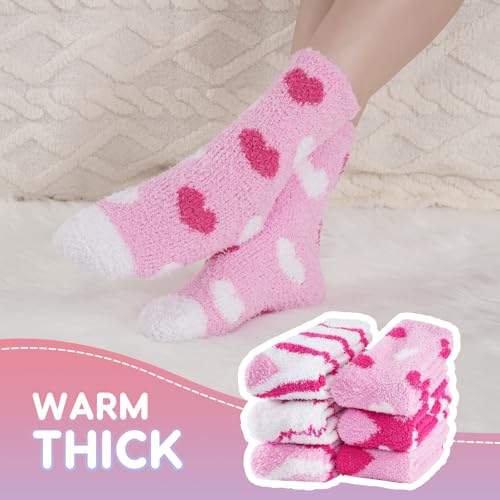 Niofind Kuschelsocken Damen, 6 Paar Winter Warme Flauschige Socken Dicke Weiche Thermo Haussocken Bettsocken wie Weihnachtsgeschenke für Frauen, 36-42 Pink