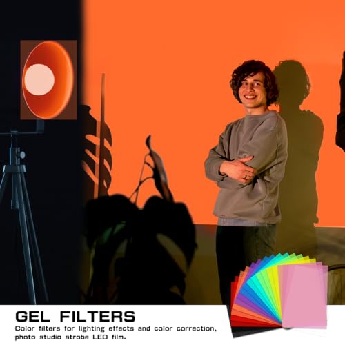 LNQ LUNIQI Farbfilter Folien Gel Filter Film, 20 Stück Folie Hitzebeständig Lampen Selbstklebend Transparent Farbfilterfolie Farbkorrektur Farbfilter für Kamera Lampe Studio LED, 29 x 21cm