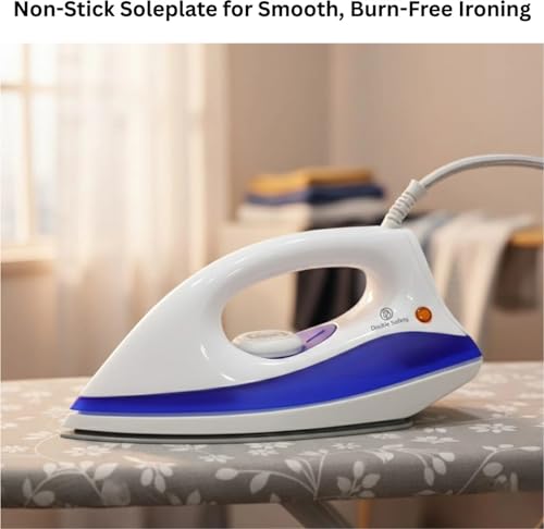 Image of Phuket Dry Iron 1000 watts | Premium Press | Electric iron for clothes | Anti Bacterial German Coating Technology | Powerful Heating | Perfect for gifting | Premium Iron | Blue