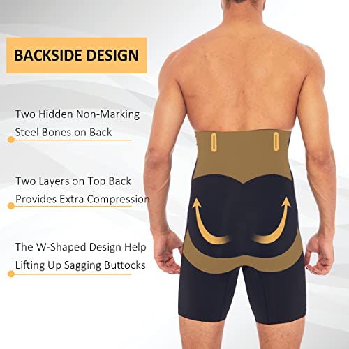 Quafort Men Shapewear Tummy Control Shorts High Waist Slimming Underwear Seamless Body Shaper Girdle Boxer Briefs Black #TOP3
