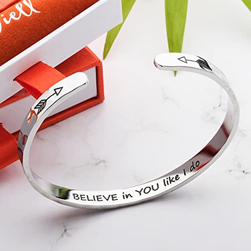 Carviell Bracelets Inspirational Gifts For Women, Engraved, Personalized Cuff Bracelet For Tween Girls, Friends Motivational Womens Gift Jewelry #TOP2