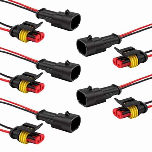 5 Pièces Connecteur Électrique Étanche 2 Broches 12V, Connecteur Étanche 2 Fils pour Automobile, Mini Connecteurs 12V pour Moto, Bateau, Camion, Quad