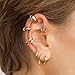 REELMAR Ear Cuffs for Women Chunky Gold-Plated Ear Cuff Non Piercing Clip On Earrings Trendy Ear Cartilage Upper Non Piercing Helix Wrap Adjustable Ear Cuffs (2Pcs)