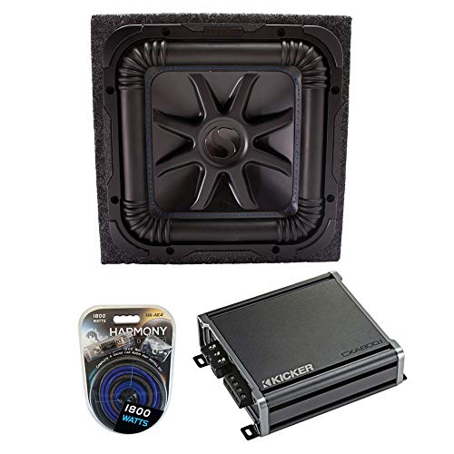 KICKER Bundle L7S12 Solo-Baric Subwoofer Sealed Box with CXA800.1 Amp & Install Kit