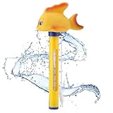 Il termometro per piscina ha un piccolo pesce giallo cartone animato in cima ed è colorato, che non solo è adorabile, ma serve anche a tenerti a galla.