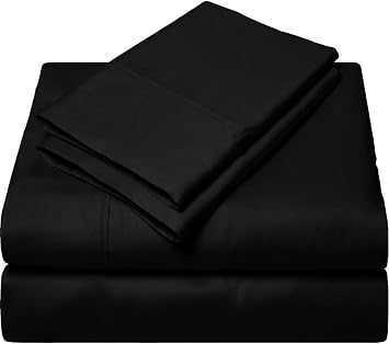 Femini Fashion My Egyptian Giza Cotton Sheets Twin Size, 16 Inches Extra Deep Pocket, 100% Giza Long-Staple Giza Cotton Bedsheet Soft Breathable My Sheets - Black