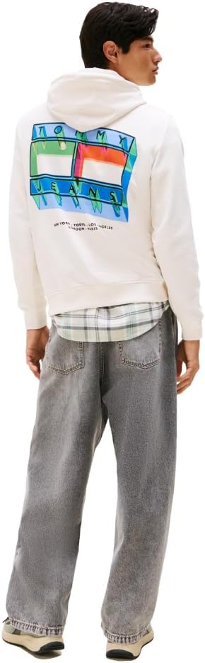 Tommy Jeans mens Medium Weight Hoodie Sweatshirt With Printed Logo - Image 4