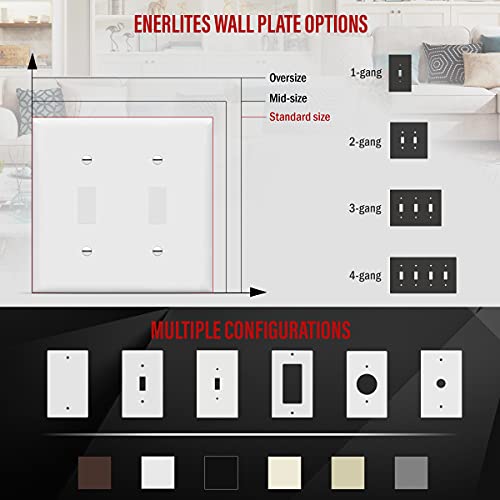 Enerlites - Fba_8812-W-10Pcs Toggle Light Switch Wall Plate, Size 2-Gang 4.50" X 4.57", Unbreakable Polycarbonate Thermoplastic, 8812-W-10Pcs, White (10 Pack) #TOP19