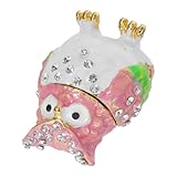 Alasum Joyero Vintage de Búho de Aleación de Zinc, Caja Decorativa para Guardar Joyas, Joyero Retro Compacto para Dormitorio y Oficina, Almacenamiento Seguro y Elegante