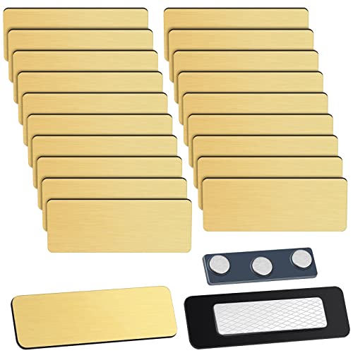 50 Pack Magnetic Name Tags Magnets Name Badge Holder Blank Plastic Magnet Name Tag Backing 1 X 3 Inches With 3 Pcs Magnets For Police Office School (Gold) #TOP6