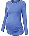 Chuanqi Womens Maternity Shirt Fall Long Sleeve Crew Neck T-Shirts Pregnancy Clothes Side Ruched Tunic Tops A-Blue