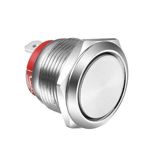 Gebildet Pulsador Tipo Corto 20A/12-24V, 15A/220V 19mm Interruptor de Botón Pulsador de Acero Inoxidable con Enclavamiento Interruptor SPST de 2 Pines a Prueba de Agua