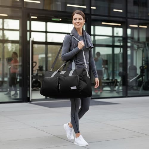 Image of Lucky 65L Travel Duffel Bag, Gym Bag and Duffle Bag for Men, Foldable Overnight Bag for Women & Men with Adjustable Shoulder Strap - Black