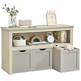 VASAGLE Kinderregal, Spielzeugaufbewahrung für Kinder, Aufbewahrungsschrank, Spielzeugschrank, Aufbewahrungsbox mit Rollen, Spielzeugregal, für Kinderzimmer, 30 x 102 x 60 cm, sandbeige LHS380K01
