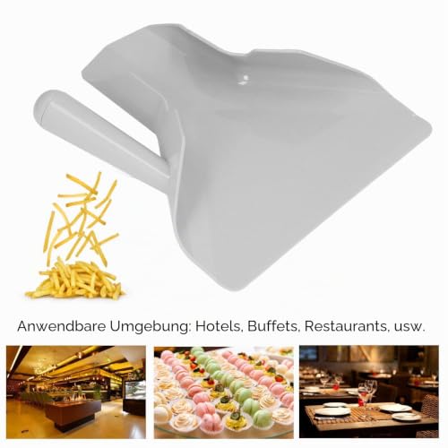 2 Stück Pommes Frites Schaufel 20 x 23 cm Kunststoff Rutschfestem Popcorn Schaufel mit Rechtem Griff Kommerzieller Mehrzweck Lebensmittelschaufel für Popcorn Eis Süßigkeiten Snacks