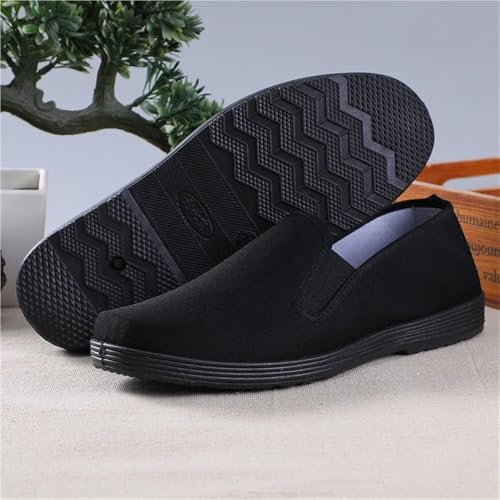 Beijing Men's Soft Bottom Cloth Shoes Slip-On Casual Footwear Black Canvas Street Stall Shoes Comfortable Round Toe Rubber Sole4
