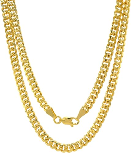 SHOP WGS 14K Solid Gold Cuban Link Chain Necklace for