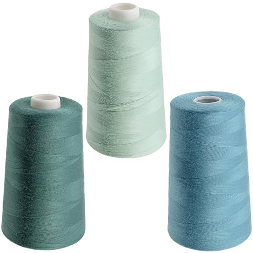 AERZETIX | Lot de 3 bobines de fil à coudre 120 (40/2) 4000 m en polyester | nuance turquoise | pour travaux d'aiguille, couture, broderie, loisir et...