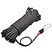 HHOOMY Corde D'aimant de Pêche avec Mousqueton, 65 Pieds (20 Mètres) Cordon Tout Usage en Nylon Haute Résistance et Corde Durable, Corde Lourde avec Verrou de Sécurité, Diamètre 8mm(0.31"), Noir