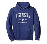 West Virginia Hoodie Vintage Sports Design (Unisex) Pullover Hoodie, Adult Unisex, Navy Blue, X-Large