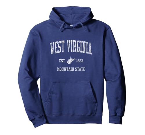 West Virginia Hoodie Vintage Sports Design (Unisex) Pullover Hoodie, Adult Unisex, Navy Blue, X-Large