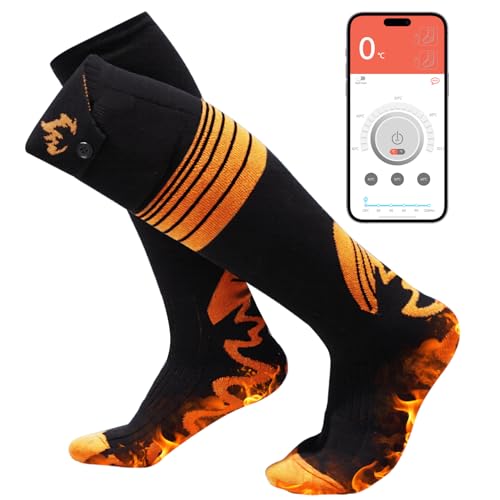 Ecliptron Calcetines Calefactables, Calcetines Eléctricos Calefactables con App Control 4 Niveles de Temperatura, Unisex con Batería Recargable 6000mAh, Adecuado para Esquí y Camping Suave y Cómodo