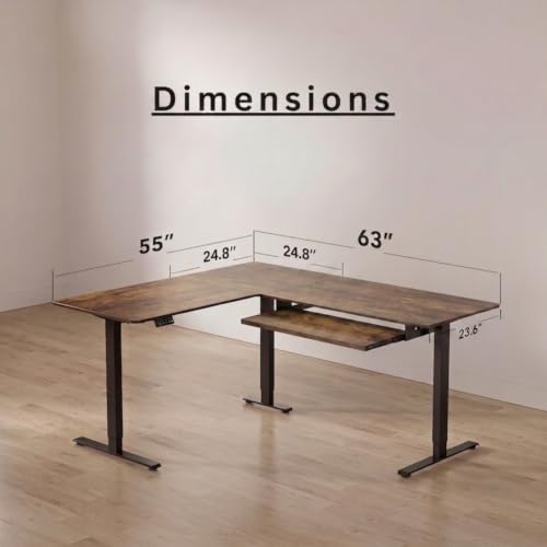 Image of TEKAVO Craft Electric Standing Desk L Shaped Height Adjustable Workstation | Single Motor Sit Stand Desk for Home & Office | 160CM | Ergonomic Study Table,Spacious Desktop with Keyboard, Forest I DIY