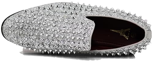 Image of SPK70 Men's Vintage Spike Dress Loafers Slip On Fashion Shoes Classic Tuxedo Dress Shoes