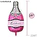 ZZART 2 Pcs Happy Birthday Champagne Bottle and Goblet Wine Glass Large Mylar Foil Balloons 36in, Pink pop Decoration for Party, ceremony, camping, Anniversary Graduation