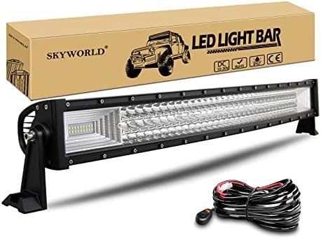 SKYWORLD Reflektor roboczy LED, 32", 81 cm, 40500 lm, wygięty, reflektor Combo Offroad, oświetlenie z zestawem wiązek kabli, do 4 x 4, SUV, ATV, UTV, samochodów, traktorów, koparek, samochodów ciężarowych, 12 V, V