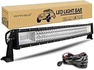 SKYWORLD Reflektor roboczy LED, 32", 81 cm, 40500 lm, wygięty, reflektor Combo Offroad, oświetlenie z zestawem wiązek kabli, do 4 x 4, SUV, ATV, UTV, samochodów, traktorów, koparek, samochodów ciężarowych, 12 V, V